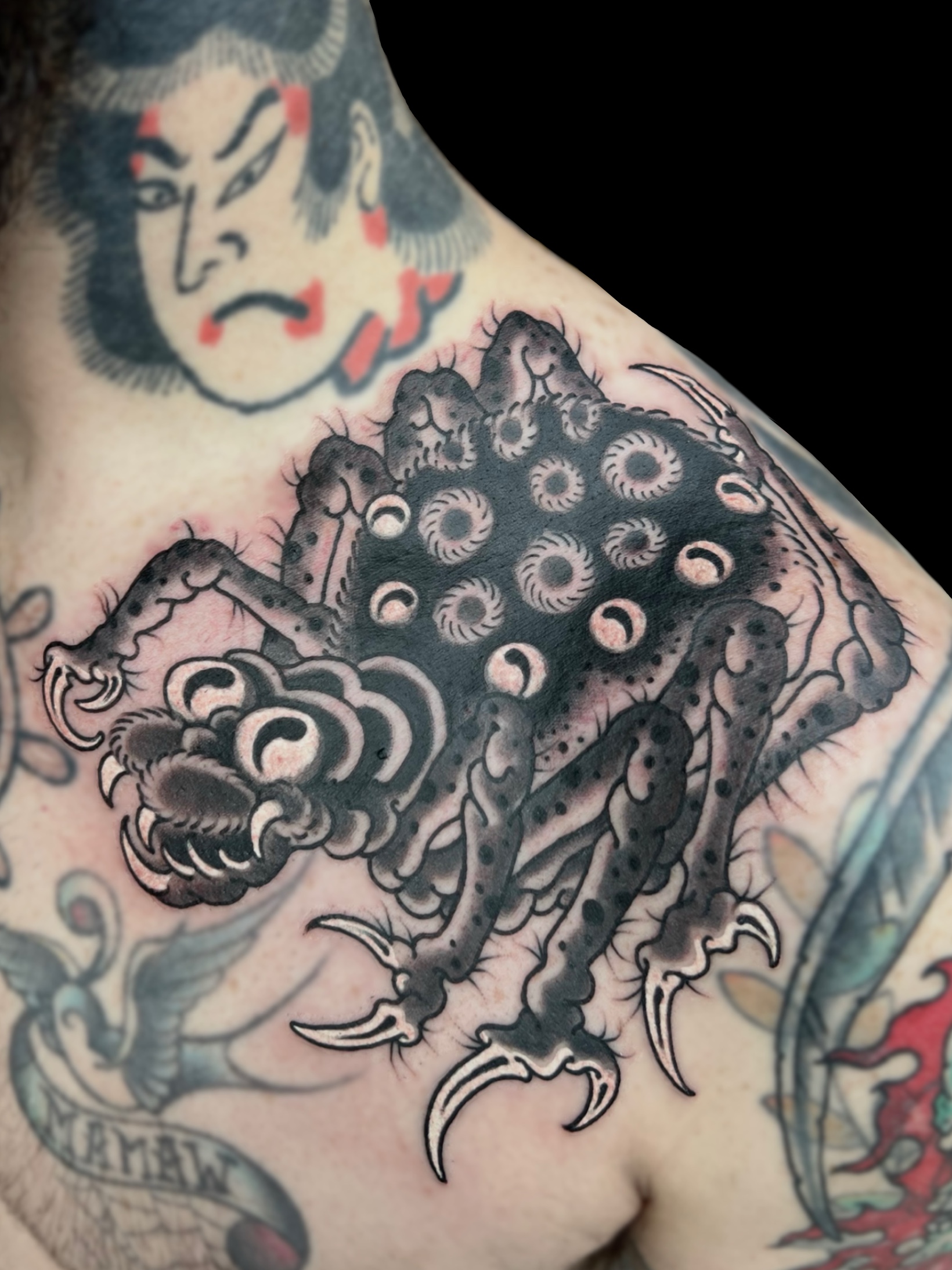 Traditional Japanese tsuchigumo spider yokai irezumi tattoo