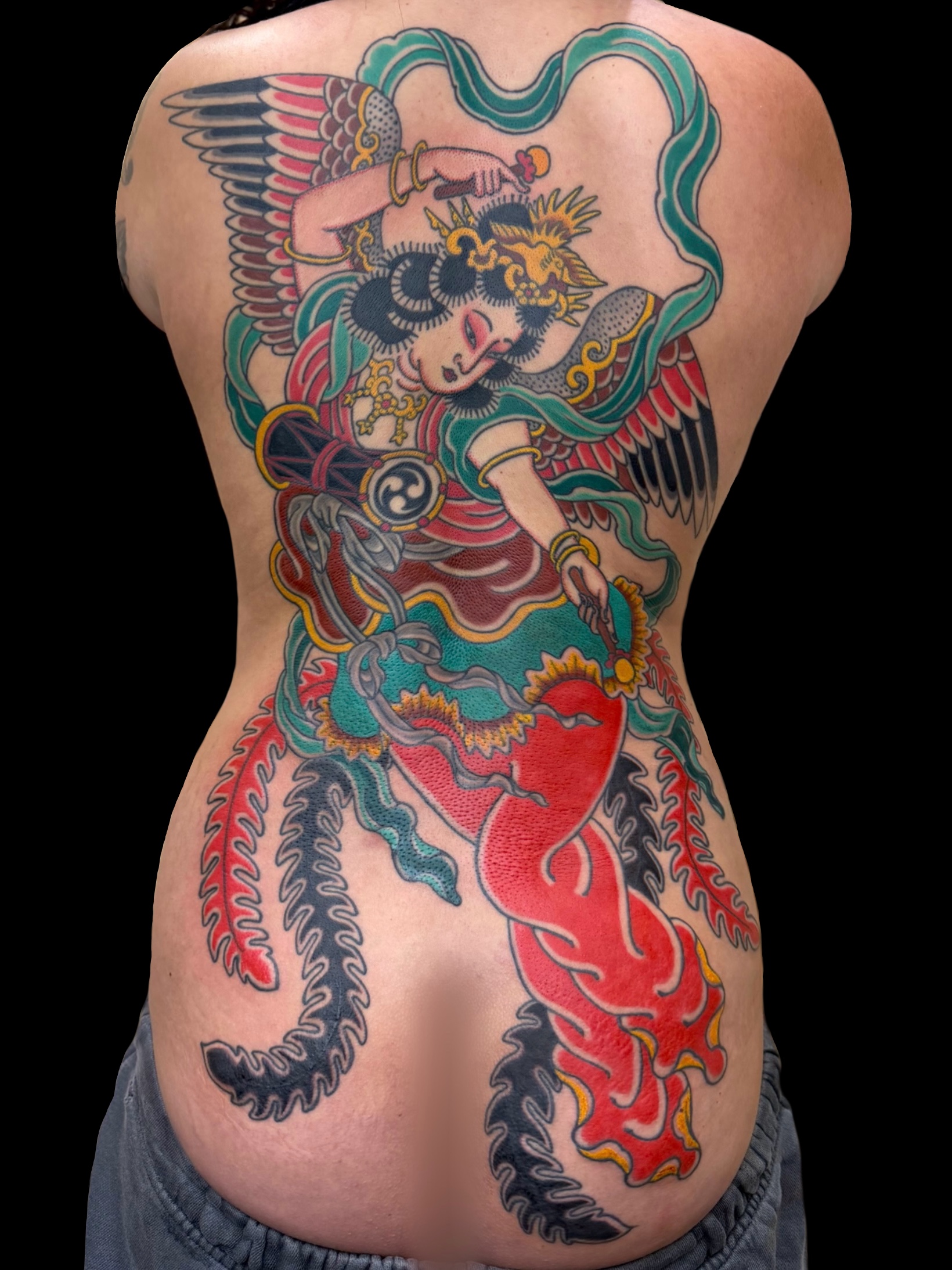 Traditional Japanese Tennin angel full Backpiece irezumi tattoo
